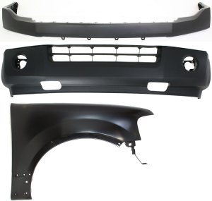 Front Bumper Cover for Ford Expedition 2007-2014, 3-Piece Kit with Fender, Replacement