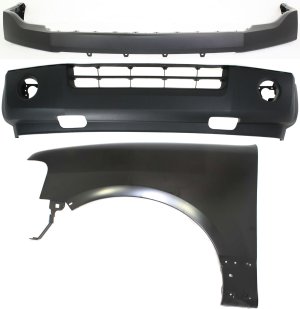 Front Bumper Cover for Ford Expedition 2007-2014, 3-Piece Kit with Fender, Replacement