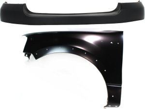 Front Bumper Cover for Ford F-150 2004-2006, Upper, Primed (Ready to Paint), 2-Piece kit, with Fender Replacement