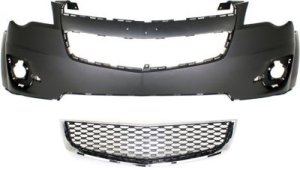 Front Bumper Cover for Chevrolet Equinox 2010-2015, Upper 2-Piece Kit with Bumper Grille, Replacement