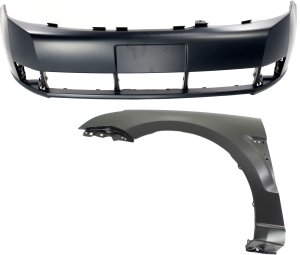 Front Bumper Cover for Ford Focus 2008-2011, 2-Piece Kit with Left (Driver) Side Fender Replacement