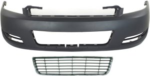 Front Bumper Cover for CHEVROLET IMPALA 2006-2011, 2-Piece Kit with Bumper Grille, Replacement
