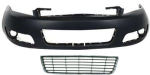 Front Bumper Cover & Bumper Grille for Chevrolet Impala 2006-2011, 2-Piece Kit, Replacement