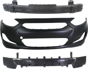 Front Bumper Cover Kit for Hyundai Accent 2012-2014, 3-Piece with Bumper Absorber and Bumper Reinforcement, Replacement