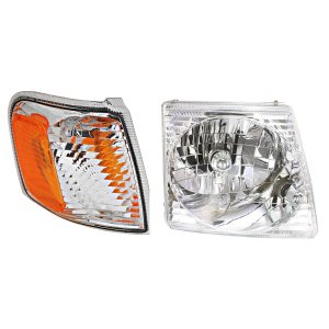 Headlight Assembly Kit for Ford Explorer Sport 2001-2003 / Explorer Sport Trac 2001-2005, Right (Passenger), Halogen, 2-Piece with Corner Light, Replacement