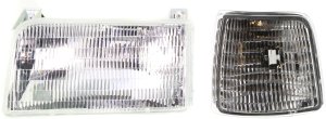 Headlight Assembly Kit for Ford F-Series (1992-1997) with Left (Driver) Side Halogen Light, 2-Piece Set, Includes Corner Light, Replacement