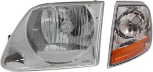 Headlight Assembly Kit for Ford F-150 1997-2003, F-150 Heritage 2004, Left (Driver) Side, 2-Piece with Halogen and Corner Light, Replacement