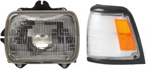 Headlight Assembly for 1992-1995 Toyota Pickup, Left (Driver), Halogen, 2-Piece kit with Corner Light, Replacement