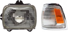 Headlight Assembly Left (Driver) for 1992-1995 Toyota Pickup, Halogen, 2-Piece kit with Corner Light Replacement