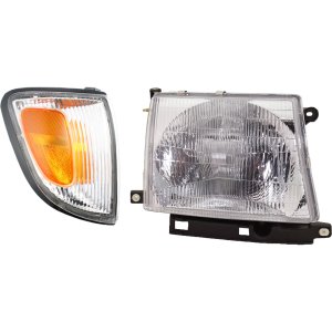 Headlight Assembly for Toyota Tacoma 1997-2000, Right (Passenger) Side, Halogen, 2-Piece Kit with Corner Light, Replacement