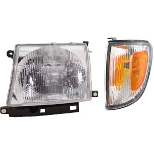 Headlight and Corner Light Assembly for Toyota Tacoma 1997-2000, Left (Driver), Halogen, 2-Piece Kit, Replacement