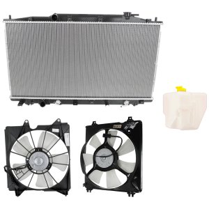 Cooling Fan Assembly Kit for Honda Accord 2008-2012, Accord Crosstour 2010-2011, Crosstour 2012-2013 with Right (Passenger) and Left (Driver) Assembly, 4-Piece Kit, including Coolant Reservoir and Radiator Replacement 