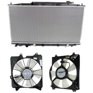 Radiator for Honda Accord 2008-2012 / RDX 2013-2015, 3-Piece Kit, Factory Finish, with Cooling Fan Assemblies Replacement
