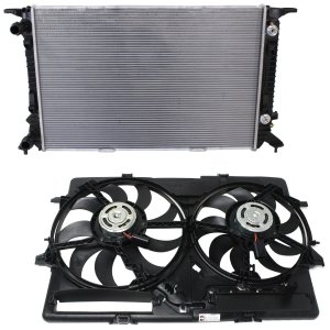 Radiator with Cooling Fan Assembly Kit for Audi A4/A4 Quattro 2009-2016 / A5 Quattro 2010-2017, 2-Piece Replacement