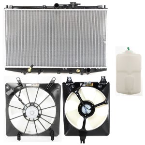Cooling Fan Assembly Kit for 1998-2002 Honda Accord, 4-Piece, 4 Cylinder, 2.3L, with Right (Passenger) and Left (Driver) Side Fans and Coolant Tank, Replacement
