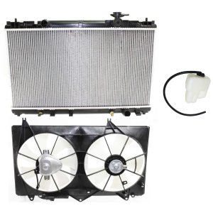 Radiator and Fan Kit for Toyota Camry 2002-2004, 3-Piece Kit, 4 Cylinder, 2.4L, with Coolant Tank Replacement