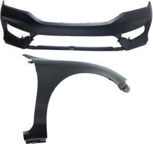 Front Bumper Cover for Honda Accord 2016-2017, 2-Piece Kit with Right (Passenger) Fender Replacement