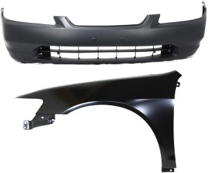 Front Bumper Cover for Honda Accord 1998-2000, 2-Piece Kit with Left (Driver) Fender Replacement