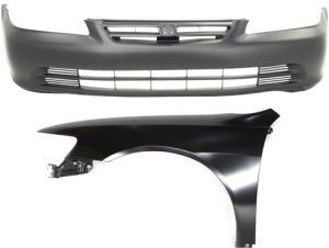 Front Bumper Cover and Front Fender for 2001-2002 Honda Accord, Left (Driver), 2-Piece Kit, Replacement