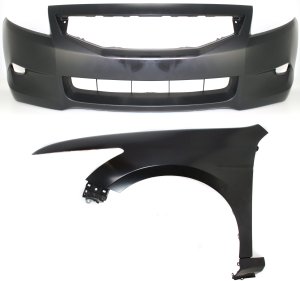 Front Bumper Cover for Honda Accord 2008-2010, 2-Piece Kit with Left (Driver) Fender Replacement