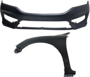 Front Bumper Cover Kit for 2016-2017 Honda Accord, 2-Piece with Left (Driver) Side Fender Replacement