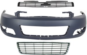 Front Bumper Cover for Chevrolet Impala 2006-2011, 3-Piece Kit with Bumper Grille and Grille, Replacement Set