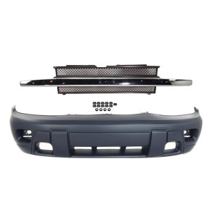 Front Bumper Cover with Grille for Chevrolet Trailblazer 2002-2005, 2-Piece Kit Replacement