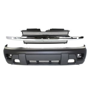 Front Bumper Cover for Chevrolet Trailblazer 2002-2005, 2-Piece Kit with Grille, Replacement