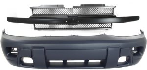 Front Bumper Cover with Grille for 2002-2005 Chevrolet Trailblazer, 2-Piece Kit, Replacement