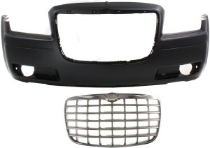 Front Bumper Cover Kit for 2008-2010 Chrysler 300, 2-Piece with Grille, Replacement