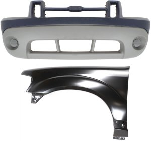 Front Bumper Cover Kit for Ford Explorer Sport 2001-2002 / Explorer Sport Trac 2001-2003, Primed (Ready to Paint), 2-Piece Set, with Fender Replacement