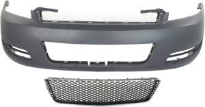 Front Bumper Cover for Chevrolet Impala 2006-2013, Impala Limited 2014-2016, Includes Bumper Grille, 2-Piece Kit, Replacement