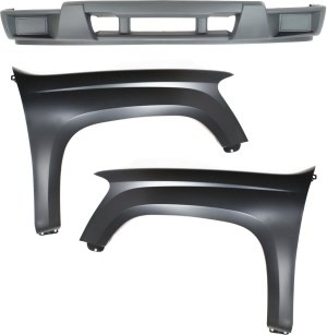 Front Fender Right (Passenger) and Left (Driver) for Chevrolet Canyon/Colorado 2004-2012, 3-Piece Kit Includes Bumper Cover, Replacement