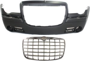 Front Bumper Cover for 2008-2010 Chrysler 300, 2-Piece Kit with Grille, Replacement