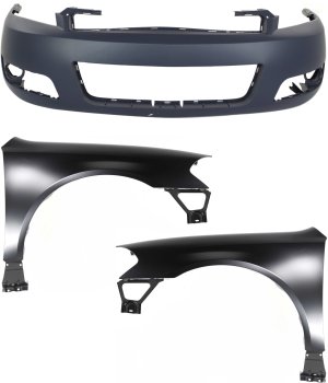 Front Bumper Cover 3-Piece Kit with Fenders for 2006-2013 Chevrolet Impala, a Replacement Part