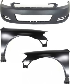 Front Fender Right (Passenger) and Left (Driver) for Chevrolet Impala 2006-2013, 3-Piece Kit with Bumper Cover Replacement
