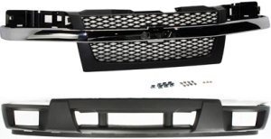 Grille and Bumper Cover Kit for Chevrolet Colorado (2004-2012), 2-Piece Set without Sport Package, Replacement 