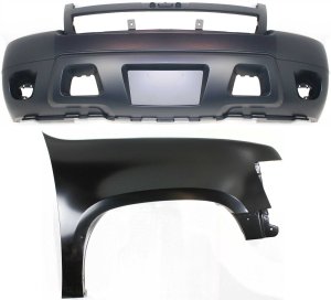 Front Fender Right (Passenger) and Bumper Cover Kit for 2007-2013 Chevrolet Avalanche / 2007-2014 Tahoe, 2-Piece, without Off Road Package - Replacement