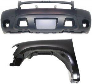 Front Fender Left (Driver) and Bumper Cover Kit for Chevrolet Avalanche 2007-2013 / Tahoe 2007-2014, 2-Piece Set, without Off Road Package, Replacement