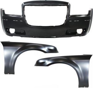 Front Bumper Cover for Chrysler 300, 2005-2010, 3-Piece Kit with Fenders, Replacement