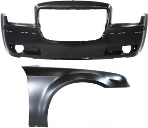 Front Bumper Cover for Chrysler 300, 2005-2010, 2-Piece Kit with Fender Replacement
