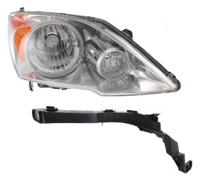 Headlight for Honda CR-V 2007-2011, Right (Passenger) Side, Without Bulb, 2-Piece Kit, with Headlight Bracket, Replacement