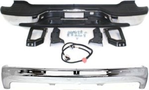 Step Bumper Face Bar for Chevrolet Suburban 1500, Suburban 2500, Tahoe 2000-2006, 2-Piece Kit with Bumper, Replacement
