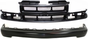 Front Bumper and Grille Kit for Chevrolet Blazer 1998-2005, S10 1998-2004, 2-Piece Replacement Set
