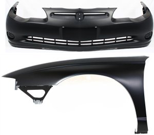 Front Bumper Cover for Chevrolet Monte Carlo 2000-2005, 2-Piece Kit with Fender, Replacement