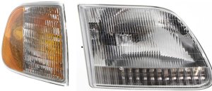Headlight Assembly for Ford F-150 1997-2003, Right (Passenger) Side, Halogen, 2-Piece Kit with Corner Light, Replacement