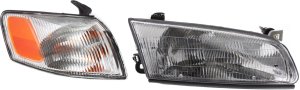 Headlight Assembly for Toyota Camry 1997-1999, Right (Passenger), Halogen, 2-Piece kit, with Corner Light, Replacement