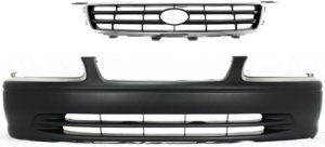 Front Bumper Cover for Toyota Camry 2000-2001, Primed (Ready to Paint), 2-Piece Kit with Grille - Replacement Part
