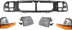 Replacement Header Panel for Ford Ranger 1998-2000 with 5-Piece Kit, Includes Corner Lights and Headlights