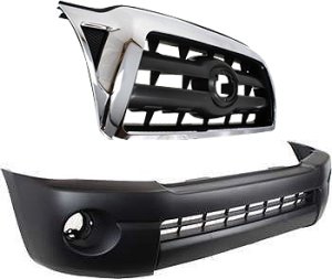 Front Bumper Cover Kit for 2005-2008 Toyota Tacoma, Textured, 2-Piece with Grille, Replacement